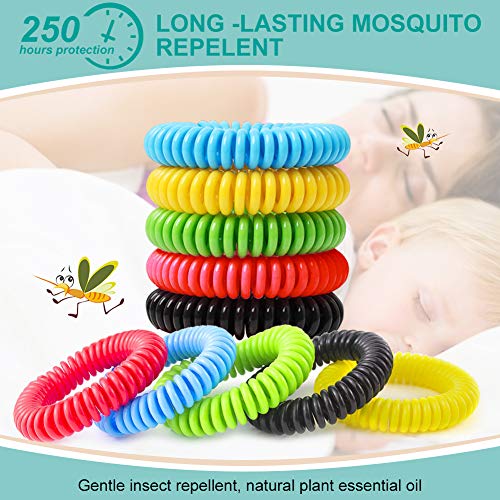 SCOBUTY Pulsera Mosquitos,Pulseras Repelente de Mosquitos,Pulsera Antimosquitos, Impermeables sin Deet Paquete de 10 para Adultos y niños con 12 Adhesivos repelentes de Mosquitos