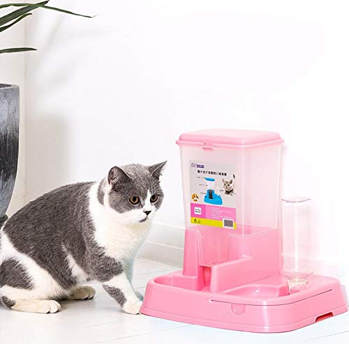Scrox 1X 2 en 1 Dispensador automático de Alimentos para Perros y Gatos Combinación práctica Multifuncional de Alimentos y bebederos 35 * 27.5 * 35 cm