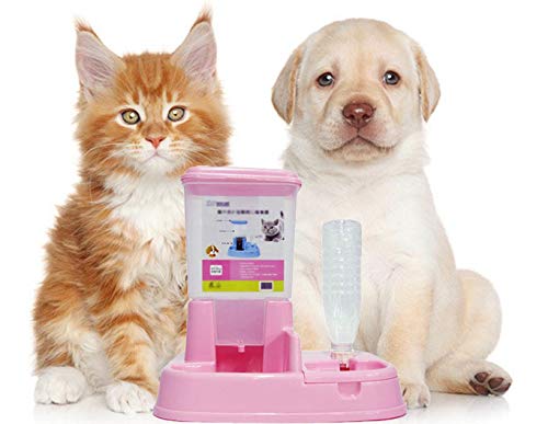 Scrox 1X 2 en 1 Dispensador automático de Alimentos para Perros y Gatos Combinación práctica Multifuncional de Alimentos y bebederos 35 * 27.5 * 35 cm