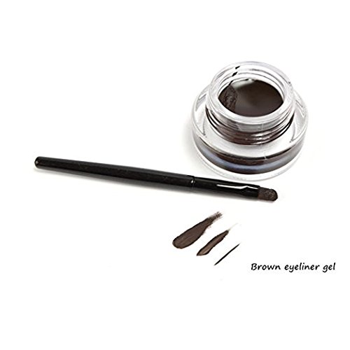 Scrox 2 En 1 Impermeable Gel Eyeliner Set Eyeliners Gel Marrón y Negro con Pincel Maquillaje Ceja