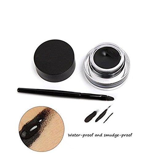Scrox 2 En 1 Impermeable Gel Eyeliner Set Eyeliners Gel Marrón y Negro con Pincel Maquillaje Ceja