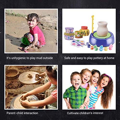 SEAAN Máquina de Cerámica para Niños DIY Kit de Artesanía Niños y Principiantes de Rueda de Cerámica Máquina de Alfarería Juguetes Educativos Kit de Juguetes de Bricolaje