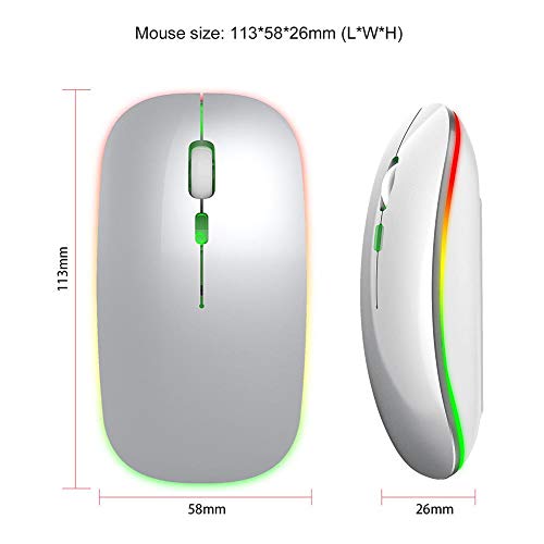 Seacanl Ratón inalámbrico de Color Claro, Mouse, dpi de Tres velocidades para XP para mí para Vista(Silver)