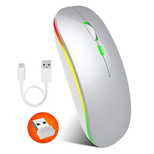 Seacanl Ratón inalámbrico de Color Claro, Mouse, dpi de Tres velocidades para XP para mí para Vista(Silver)