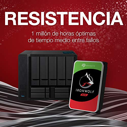 Seagate IronWolf, 3 TB, NAS, Disco duro interno, HDD, CMR 3,5" SATA 6 Gb/s, 7200 r.p.m., caché de 256 MB para almacenamiento conectado a red RAID, Paquete Abre-fácil (ST3000VNZ07)