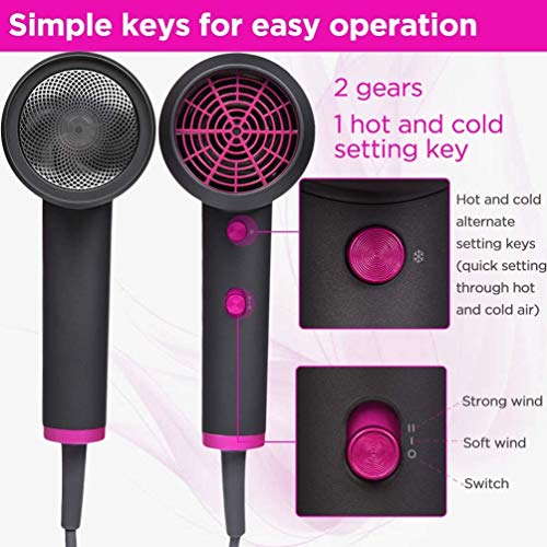 Secador de pelo de viaje plegable, la potencia es de 1600-2000 W, secador de pelo compacto, liviano y de iones negativos