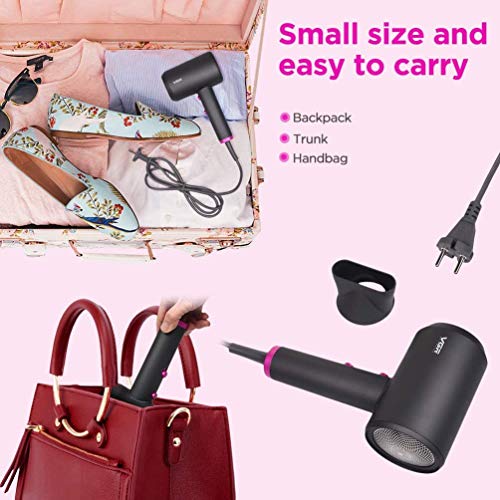 Secador de pelo de viaje plegable, la potencia es de 1600-2000 W, secador de pelo compacto, liviano y de iones negativos