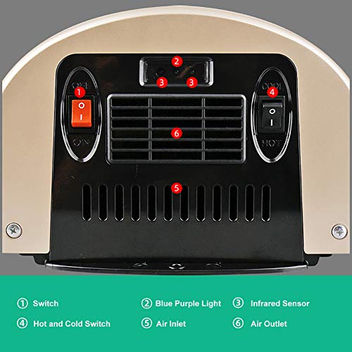 Secamanos Eléctrico | Ecológico, de Alta Velocidad y Bajo Uso de Energía | Secadores de Mano de Pared | Automática Secador de Manos Eléctrico | Frío y de Ajuste de Calor/A:Gold