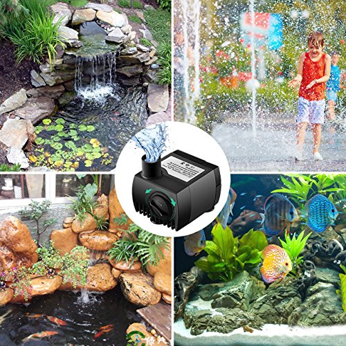 SeeKool Mini Bomba de Agua Ultra Silencioso 300L/H Submersible Pump 3W Circulation Pump con 2 Boquillas para Pecera Acuario Jardín, Fuente, Estanque Sistemas Hidropónicos
