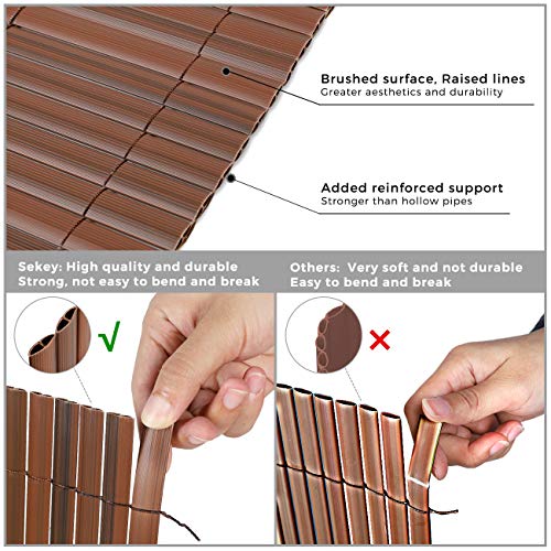 Sekey Estera de PVC, Valla Pantalla, Protección Visual Privacidad, Valla de Plástico Decorativa para Jardín Balcón Terraza, Resistente a la Intemperie, con Bridas, 100 x 500 cm, Marrón