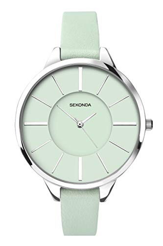 Sekonda Editions 2980 - Reloj para mujer con esfera verde menta y correa de piel verde menta