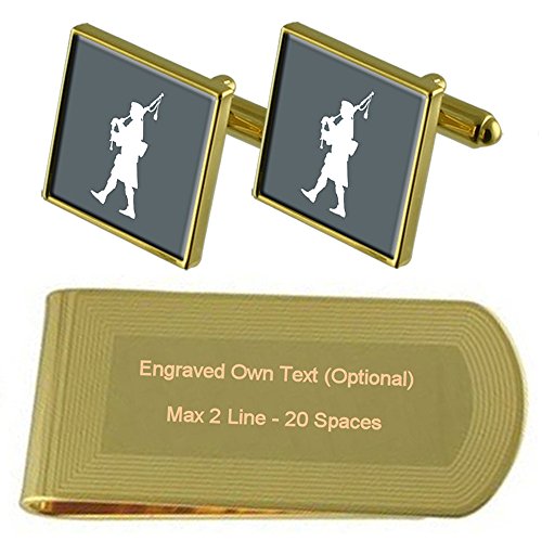 Select Gifts Gaiteiro escocés Tono Oro Gemelos Money Clip Grabado Set de Regalo