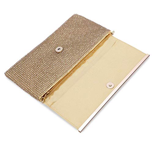 Selighting Bolso de Mano Diamante Cristal Noche Bolso Diamante Moldeada del Bolso de Embrague de Noche para Fiesta de Noche, Boda, Banquete de Novia (dorado)