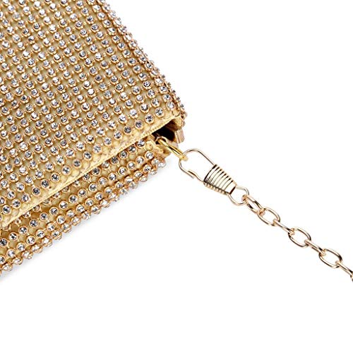 Selighting Bolso de Mano Diamante Cristal Noche Bolso Diamante Moldeada del Bolso de Embrague de Noche para Fiesta de Noche, Boda, Banquete de Novia (dorado)