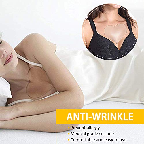 SENDILI 3 Pcs Almohadillas Antiarrugas Escote Almohadillas Antiarrugas de Silicona Parche - Elimina y Previene las Arrugas, Líneas y Cicatrices Piel Reutilizable Almohadilla Anti Arruga