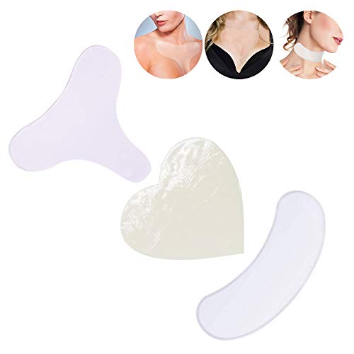 SENDILI 3 Pcs Almohadillas Antiarrugas Escote Almohadillas Antiarrugas de Silicona Parche - Elimina y Previene las Arrugas, Líneas y Cicatrices Piel Reutilizable Almohadilla Anti Arruga
