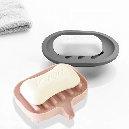 SENHAI - 5 bandejas de jabón para ducha, jabonera, jabonera, jabonera, jabonera con drenaje para mostrador de baño, ducha, cocina, mantener el jabón seco y limpio