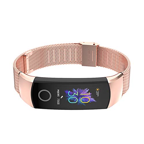 SenMore Correa Compatible para Honor Band 4 Band 5, Pulsera Correa de Acero Inoxidable Agradable Impermeable reemplazo Correa para Honor Band 5 Band 4 (No Host) (For Honor Band 5/4, Oro Rosa)