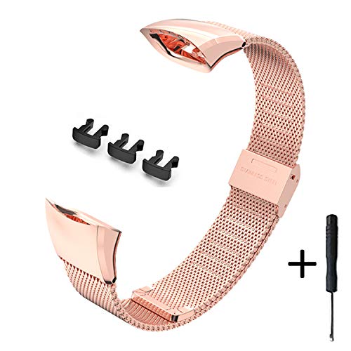 SenMore Correa Compatible para Honor Band 4 Band 5, Pulsera Correa de Acero Inoxidable Agradable Impermeable reemplazo Correa para Honor Band 5 Band 4 (No Host) (For Honor Band 5/4, Oro Rosa)