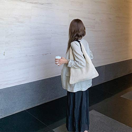 Senmubery Bolsos de Hombro de Mujer de Moda Bolso de Paja de Mimbre Bolsos de Dise？O Bolso de Gran Capacidad Bolso de Playa de Verano Femenino Negro