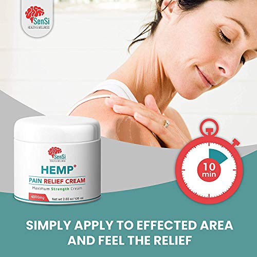 Sensi Natural Cáñamo Aceite Crema 4000mg | Alivia los dolores de las articulaciones musculares Mejora el alivio del estrés del sueño | Extracto de cáñamo elaborado de forma natural sin THC
