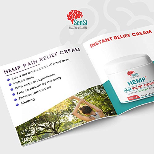 Sensi Natural Cáñamo Aceite Crema 4000mg | Alivia los dolores de las articulaciones musculares Mejora el alivio del estrés del sueño | Extracto de cáñamo elaborado de forma natural sin THC