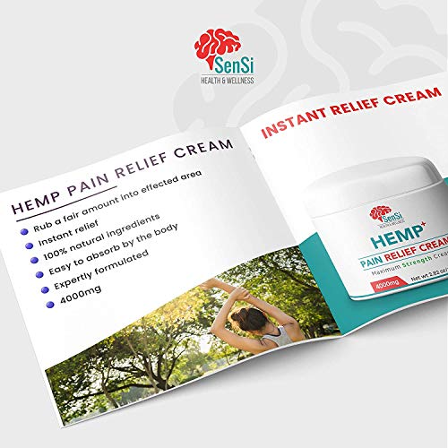 Sensi Natural Cáñamo Aceite Crema 4000mg | Alivia los dolores de las articulaciones musculares Mejora el alivio del estrés del sueño | Extracto de cáñamo elaborado de forma natural sin THC