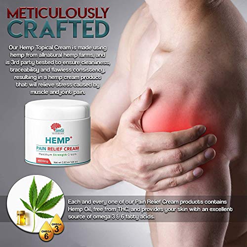 Sensi Natural Cáñamo Aceite Crema 4000mg | Alivia los dolores de las articulaciones musculares Mejora el alivio del estrés del sueño | Extracto de cáñamo elaborado de forma natural sin THC