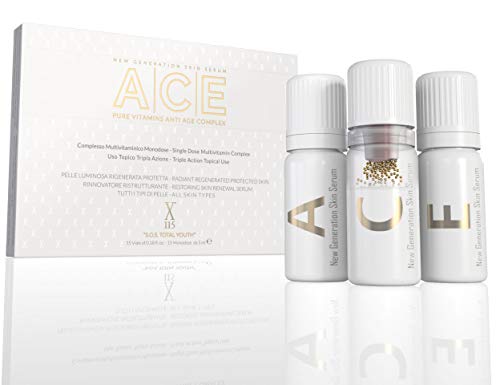 SERUM FACIAL | X115® ACE | Vitaminas Puras | Serum VITAMINA C + Serum RETINOL - Vitamina A + Serum VITAMINA E | Antiarrugas, Antimanchas, Illuminante | 5+5+5 Viales
