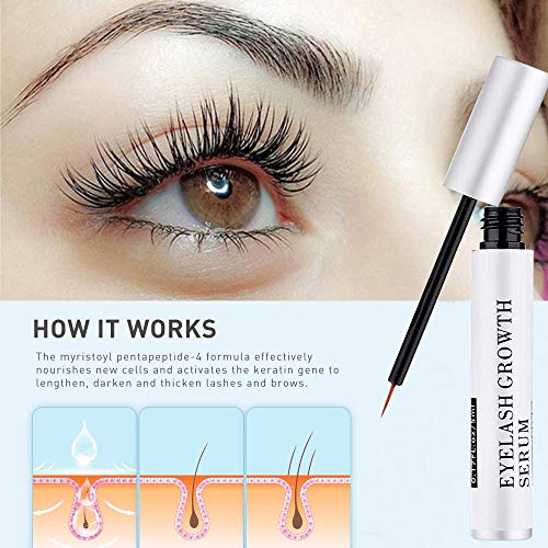 Sérum Potenciador de Pestañas para el Crecimiento de Pestañas Densas, Potentes y Largas Sérum Potenciador de Pestañas las 3 a 6 Semanas, 5 ml (0.17 FL.oz)