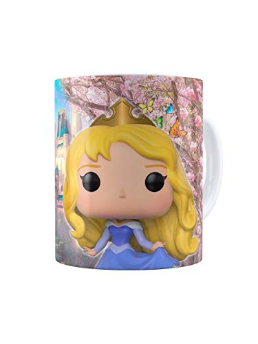 SERUNICOMOLA Taza Princesas Disney Funko. Regalo niñas. Castillo Disney. (Aurora)