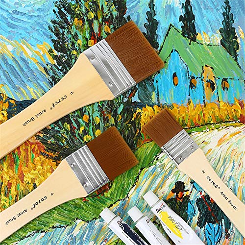 Set 3 Piezas Madera Cepillo de Pintura Surtido de Tamaño Pinceles para Paredes Juego de brochas Planas Pinceles Set de brochas de Pintura Inicio Pinceles Pintura al Oleo de Barbacoa