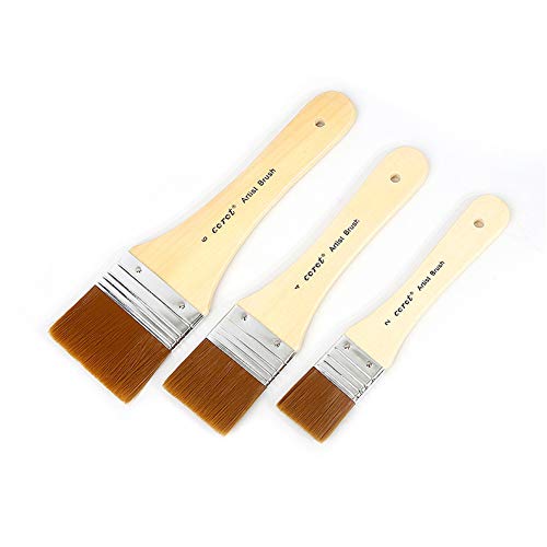Set 3 Piezas Madera Cepillo de Pintura Surtido de Tamaño Pinceles para Paredes Juego de brochas Planas Pinceles Set de brochas de Pintura Inicio Pinceles Pintura al Oleo de Barbacoa