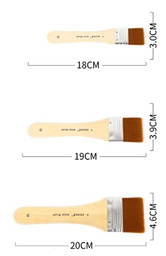 Set 3 Piezas Madera Cepillo de Pintura Surtido de Tamaño Pinceles para Paredes Juego de brochas Planas Pinceles Set de brochas de Pintura Inicio Pinceles Pintura al Oleo de Barbacoa