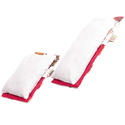 Set Bebé: Cojín Anticólicos (15x10cm) + Saco Térmico Semillas Calienta Cunas (25x10cm) - Almohada Microondas para Cólicos del Lactante, Funda Lavable, Tela de Algodón 100% y Olor a Lavanda (Perritos)