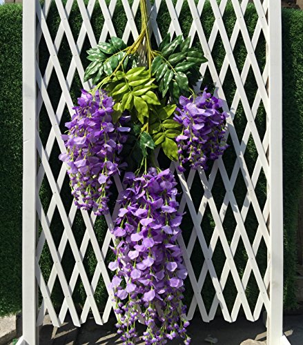 Set de 12 plantas (102 cm) Artificiales Glicinias Seda Colgante Para Decoración Enredadera Flores colgantes Jardín Para Comedor Salón Fiesta Boda(Morado)