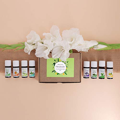 Set de Aceites Esenciales 100% Naturales Bio | Para Humificador Difusor, Aromaterapia | Menta, Lavanda, Eucalipto, Cedro de Atlas, Citronela, Naranja, Limón, Lavandín | Mearome Fabricado en Francia