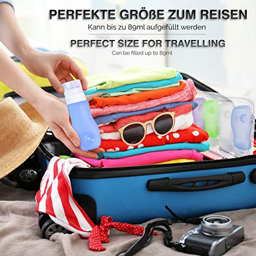 Set de Botes de Viaje de Silicona de Travel Hardwear- 4x89ml Recargables para Equipaje de Mano Bolsa Incluida aprobada por TSA. Pack de 4 Libre de BPA.