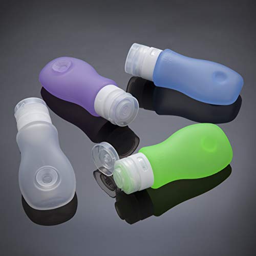Set de Botes de Viaje de Silicona de Travel Hardwear- 4x89ml Recargables para Equipaje de Mano Bolsa Incluida aprobada por TSA. Pack de 4 Libre de BPA.