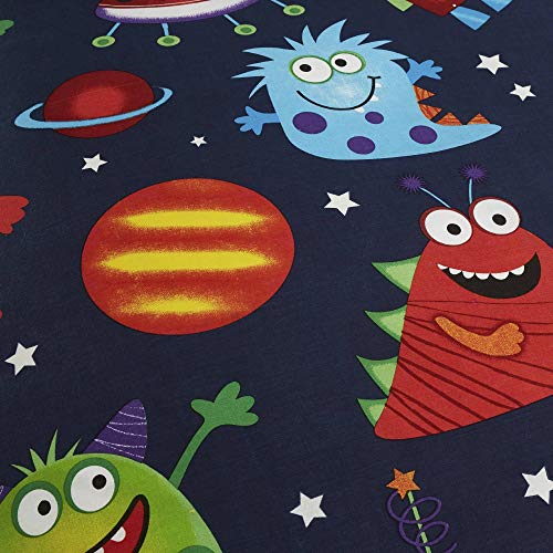 Set de Fundas Infantiles para edredón - Reversible - Estampado del Espacio - Brilla en la Oscuridad - Azul - Individual