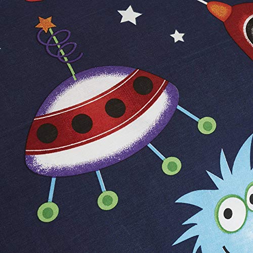 Set de Fundas Infantiles para edredón - Reversible - Estampado del Espacio - Brilla en la Oscuridad - Azul - Individual