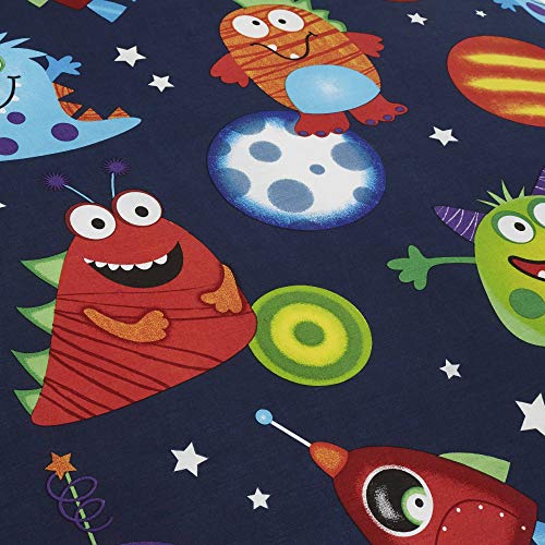Set de Fundas Infantiles para edredón - Reversible - Estampado del Espacio - Brilla en la Oscuridad - Azul - Matrimonio