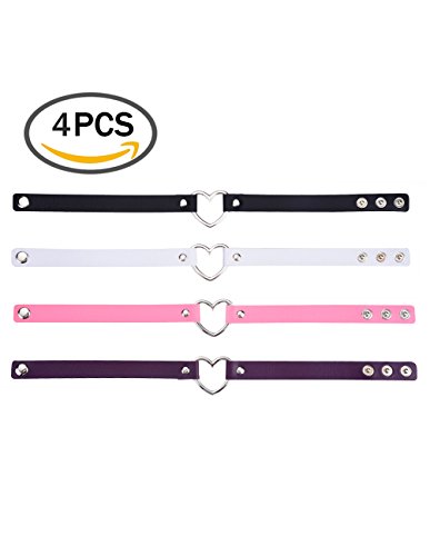 Set de gargantillas, diseño de corazón, estilo vintage, 4 unidades