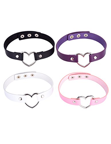 Set de gargantillas, diseño de corazón, estilo vintage, 4 unidades