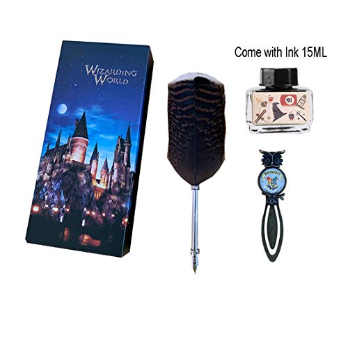 Set de pluma de búho para fans de Harry Potter. Pluma para caligrafía con tinta. Regalo para niños, amigos, Navidad, cumpleaños, etc., color Juego de bolígrafo de búho con marcador de búho