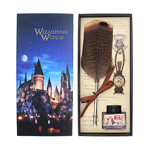 Set de pluma de búho para fans de Harry Potter. Pluma para caligrafía con tinta. Regalo para niños, amigos, Navidad, cumpleaños, etc., color Juego de bolígrafo de búho con marcador de búho