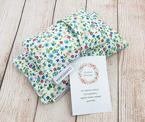 Set Saquito térmico anti cólicos (extra-pequeño para recién nacidos y normal) (Flores)