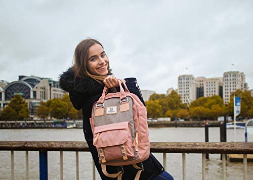 SEVENTEEN LONDON - Mochila 'Camden' Unisex en Rosa y Gris de Estilo Moderno y Multifuncional computadora portátil de hasta 13"