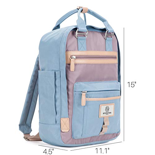 SEVENTEEN LONDON - Mochila 'Wimbledon' Moderna, Sencilla y Unisex con un Acabado Azul y Lila en el Estilo de una Mochila escandinava, computadora portátil de hasta 13"