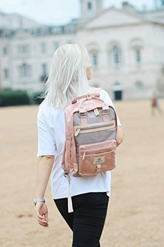 SEVENTEEN LONDON - Mochila 'Wimbledon' Moderna, Sencilla y Unisex con un Acabado Rosa y Gris en el Estilo de una Mochila escandinava, computadora portátil de hasta 13"